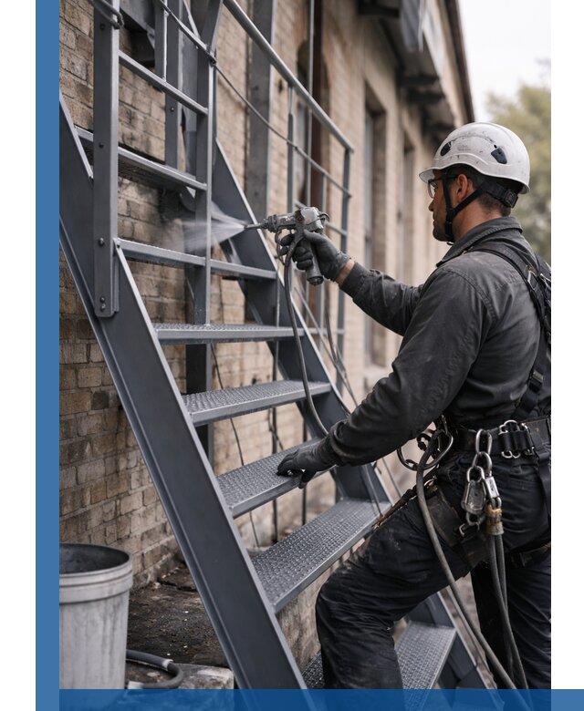 Покраска и антикоррозионная защита пожарных лестниц в Скопине