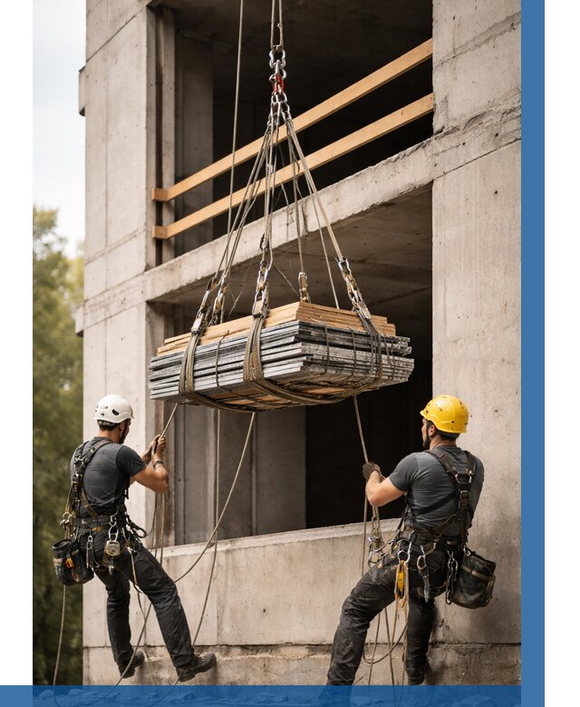 Подъем материала на этаж веревками в Скопине от 1563 р. | ВЫСОТНИК-Скп