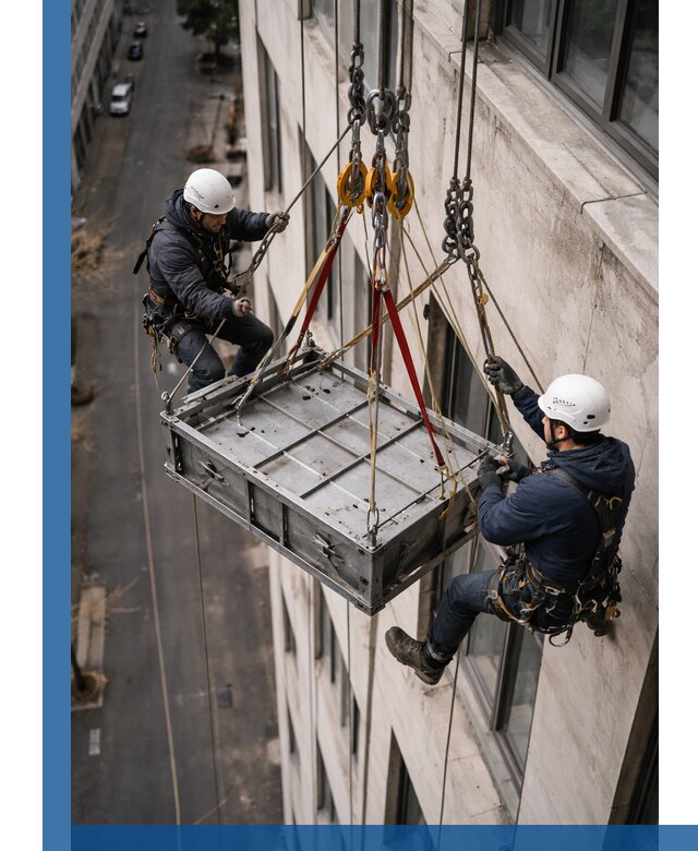 Спуск и подъем грузов по фасаду в Скопине для зданий