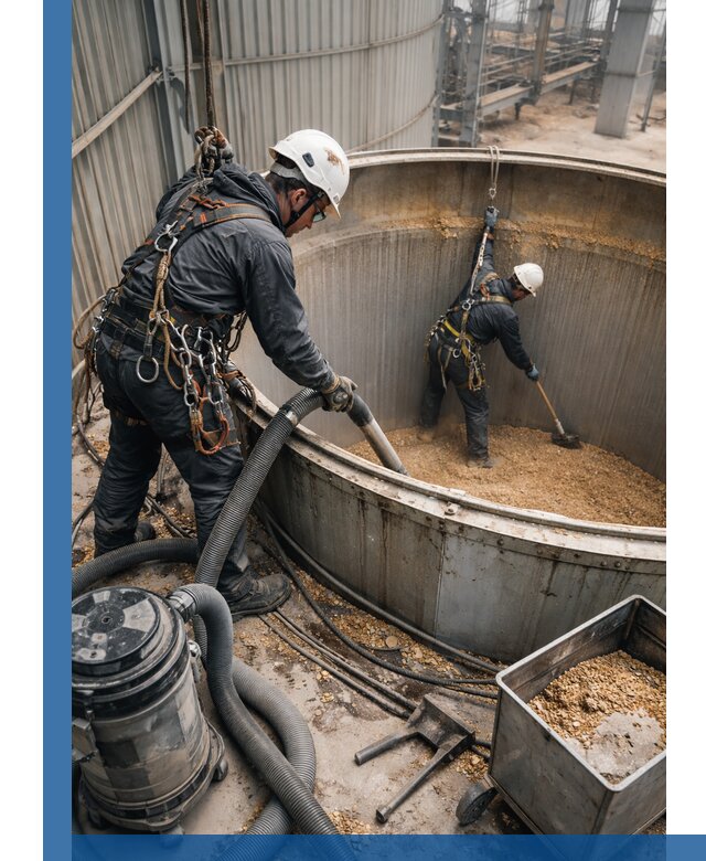 Профессиональная чистка зерновых бункеров в Скопине с выездом