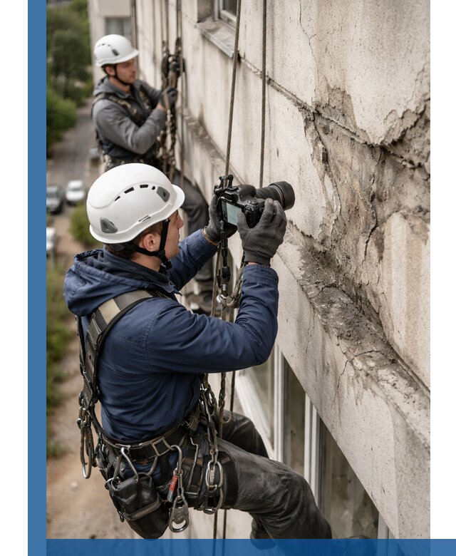 Фотофиксация дефектов фасада с высотной съемкой в Скопине